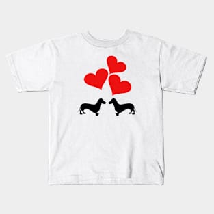 Hearts & Dachshunds Kids T-Shirt